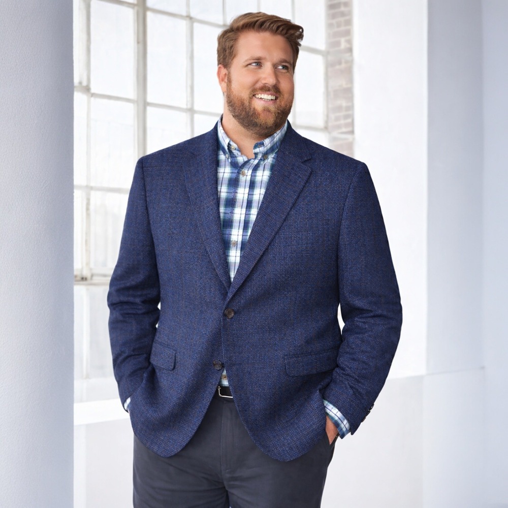 Jack Victor Luxor Blue Wool Sport Coat Blazer 54R Made in Canada Italian Wool